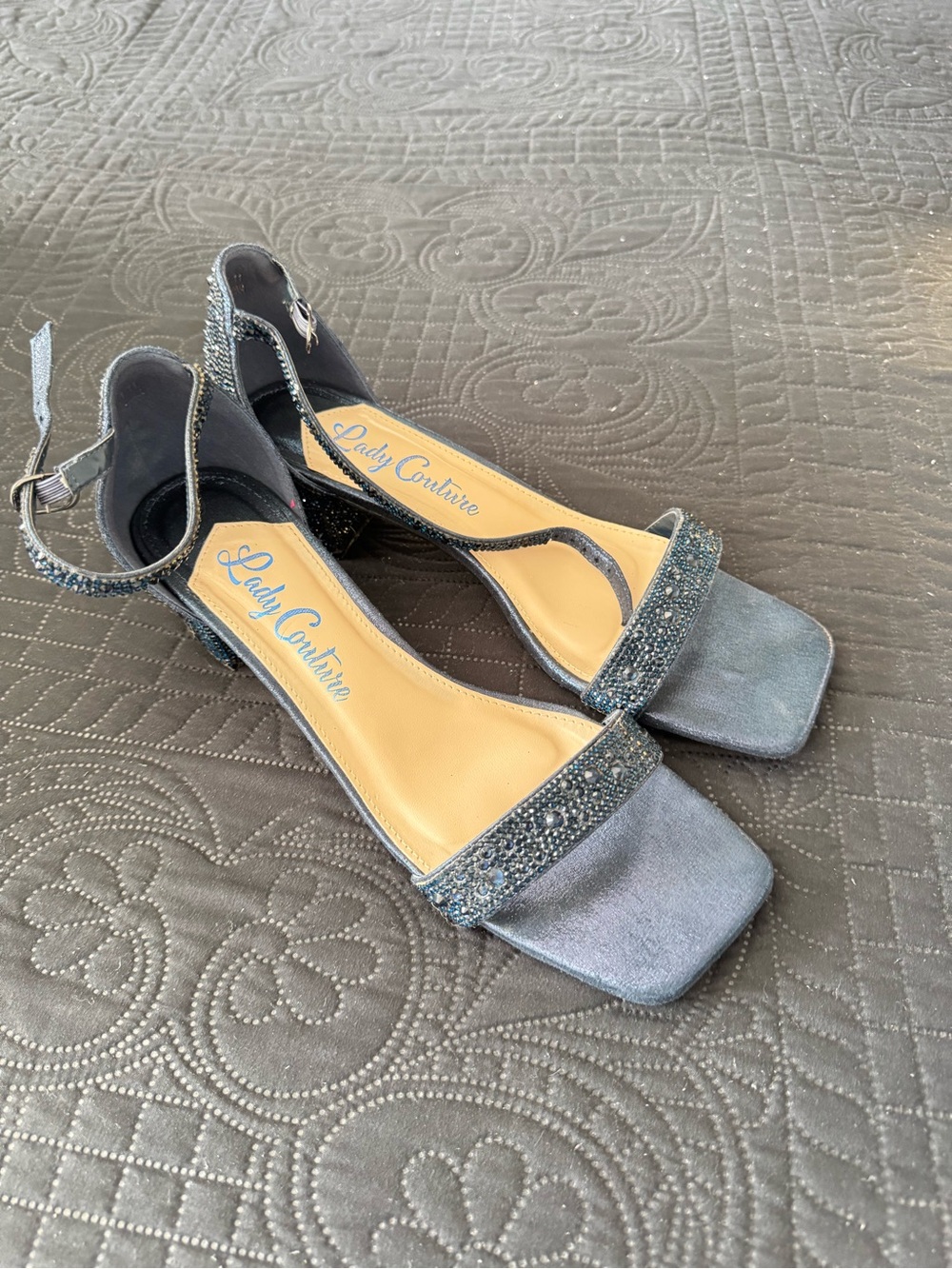 Lady Couture Silver Glitter Ankle-Strap Heels